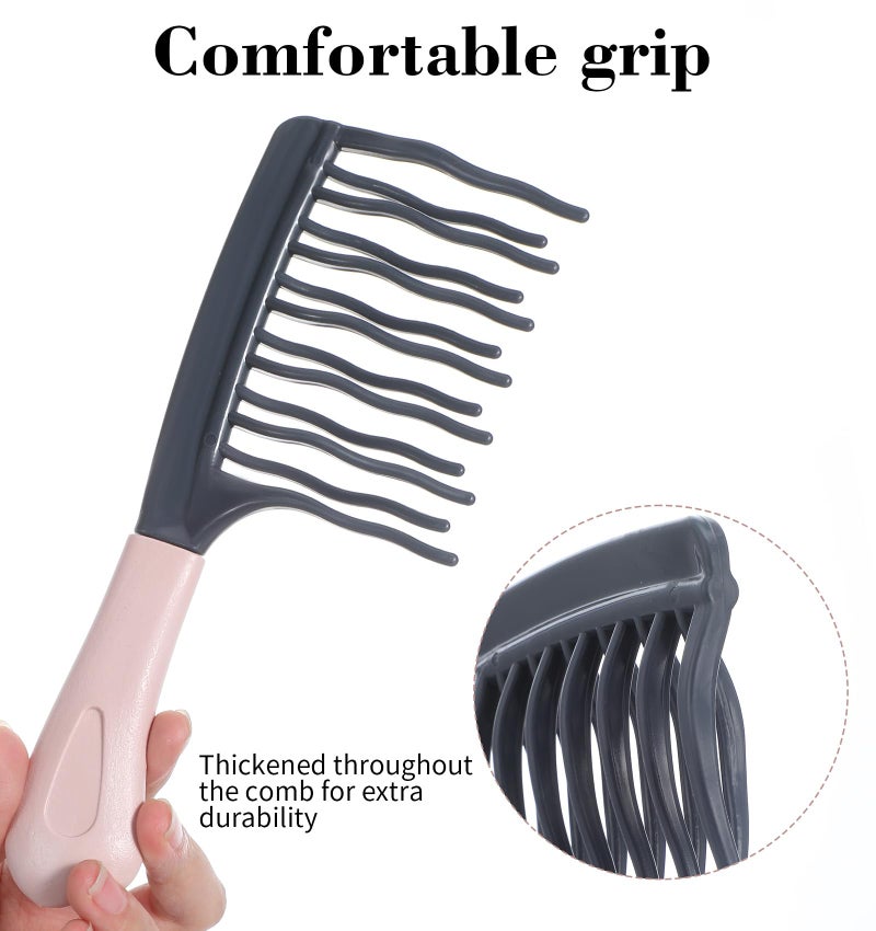 ValueBargain 2 Pack Wide Tooth Comb Coconut, Curly Hair Brush with Double-Layer Wavy Teeth & Ergonomic Handle, Detangling Comb for Thick/Wet Hair, Travel Friendly - Image 3